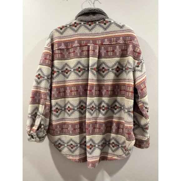Simply Southern Womens Sherpa Fleece Tribal Print Jacket Shacket Button Med - Picture 5 of 7
